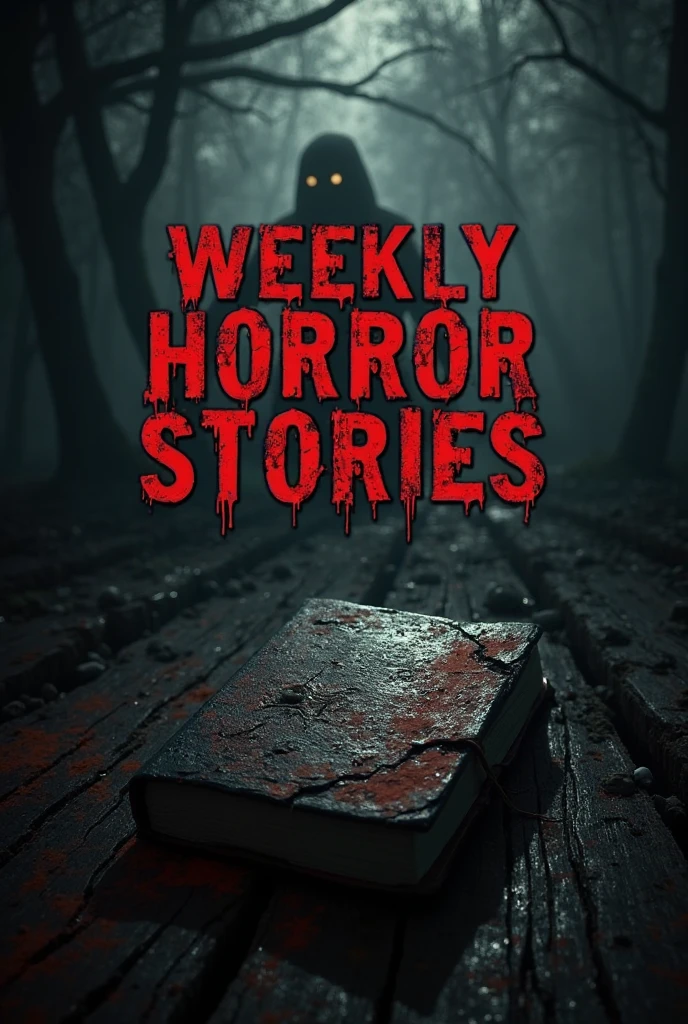 Genrate  ultra realistic book cover for the horrific stories in the background some  terrific ghost are visible in the cover but in the cover element should be real + some horrific itam in the cover was written The horrific stories with some spacial font4k HD image 
