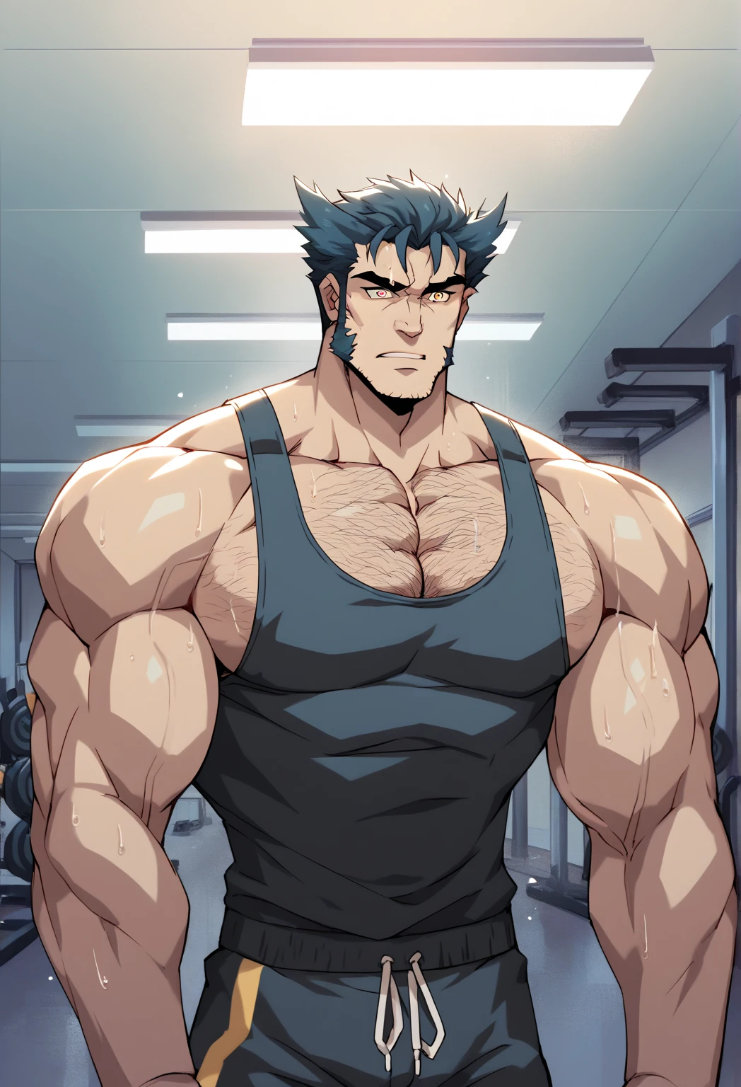Ash Ketchum from Pokémon anime as a big dumb muscular bodybuilder jock in a locker room standing with slumped shoulders in line for inspection with other equally muscular bodybuilder jocks and staring blankly as his eyes glow red under hypnosis as he repeats, "Bigger... Dumber.... Must obey.... More like a jock bro every day.... Yes, Coach. I obey. Huhuhuhuh.... This jock is ready for inspection...." in a deep mindless monotone with his fellow hypnotized jocks to forget about Pokémon training and focus instead on training his own body and obeying his coach. Mouth dropped open. Hyper swollen bulging crotch. Hyper muscles. Toned muscles. 5% body fat. Big biceps. Big triceps. Broad shoulders. Big traps. Big lats. Big meaty pecs. Massive deltoids. Six-pack abs. Spherical glutes. Brainwashing. Hypnosis. Hypnotized. Bro. IQ drain. Dumber and dumber. Meathead. Musclehead. Mindless. Hypno. Mind control. Brain drain. Entranced.