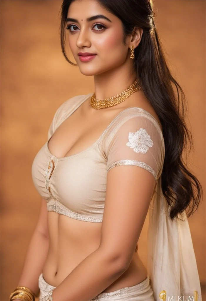 ((best quality)), ((masterpiece)), (detailed), Beautiful indian woman, thin saree,