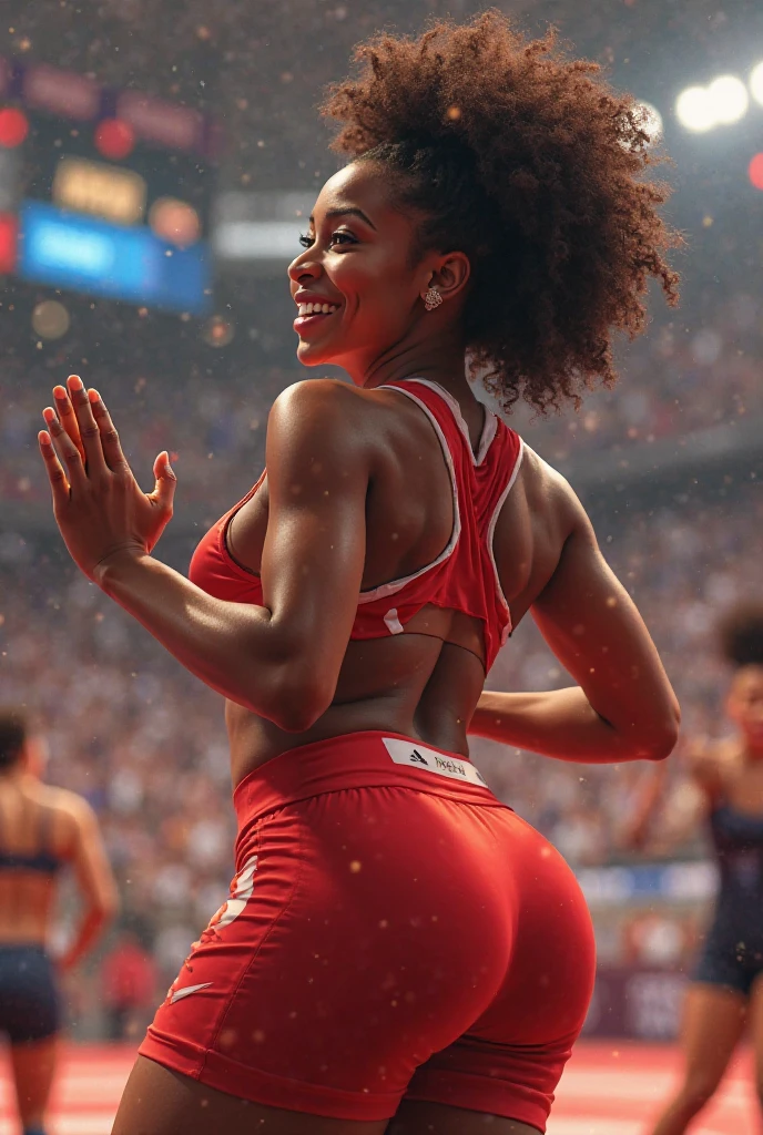 Beautiful athlete warming up before a match