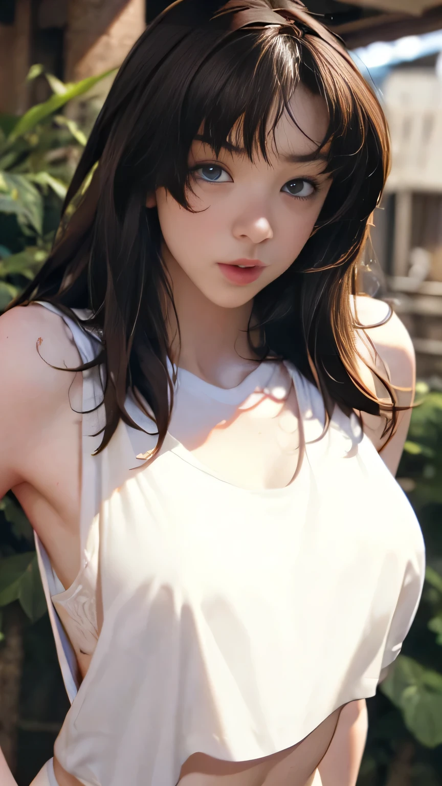 (Raw photo, Best Quality), (Realistic, Photorealsitic:1.3), masutepiece, Extremely delicate and beautiful, Soft light, (Brown hair, Shoulder-length straight hair swaying in the wind), Beautiful detailed girl, (Detailed fingers), extremely detailed eye and face, beautiful detailed nose, Beautiful detailed eyes, 1 girl, Japanese, Neat and clean beauty, Cute, young, dress shirts, Pants, (Half body:1.3), (medium breasts), Realistic face, Realistic body, angry face, angry expression, annoyed,