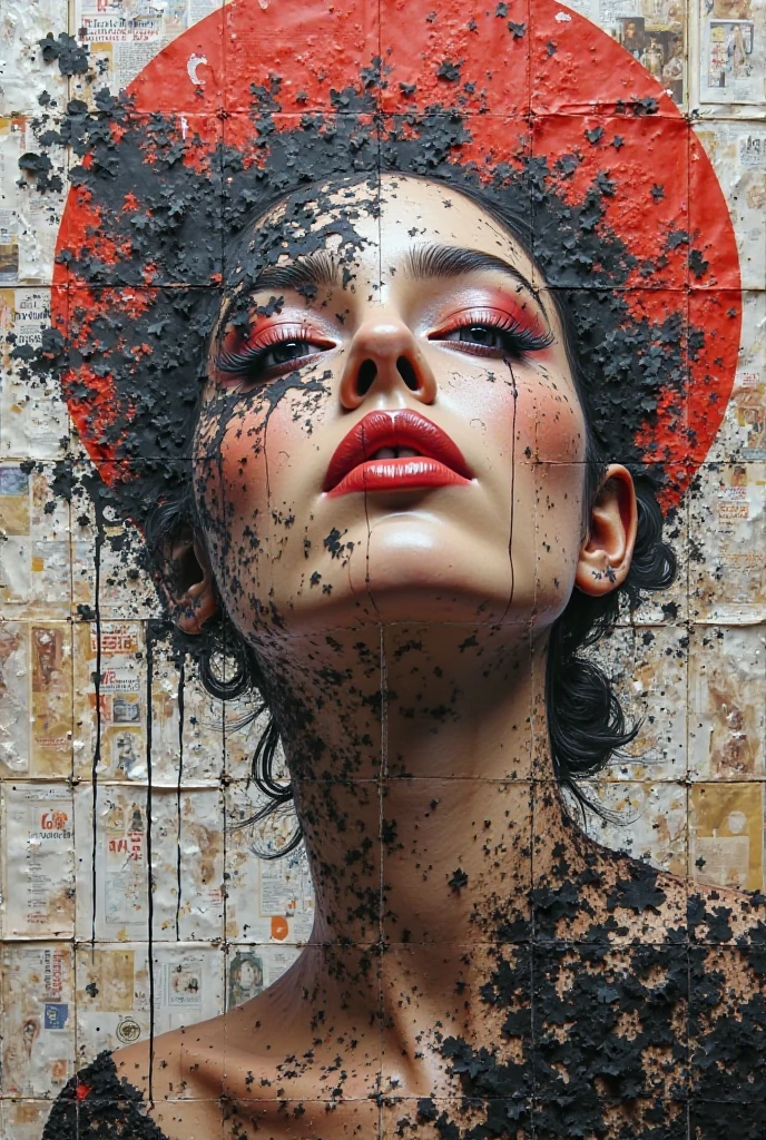 arafed image of a woman with a red lipstick and a yellow background, inspired by Darek Zabrocki, art of alessandro pautasso, 8 0's style tomasz alen kopera, inspired by andrey ryabovichev, by Mike Winkelmann, stunning digital illustration, by Galen Dara, guillem h. pongiluppi