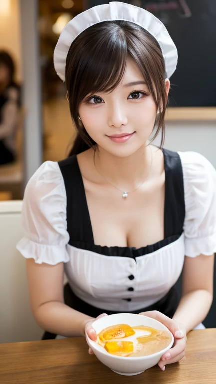 (((classical Maid1.9))),(((She works at a maid cafe))),(((maid Cafe1.9))),(((Maid cafe clerk))),Inside the coffee shop,housemaid,((black based maid cosplay)),((hair ornaments1.9)),(Big breasts1.6),(((beautiful legs1.8))),((white pantyhose)),(((Accurate structure of the limbs1.9))),(((Top quality))), (((Photo Real))), (((High resolution))), (((8K ultra high definition1.5),Detailed Background, (((Beautiful skin in every detail1.9))), Detailed nose, (Without makeup1.9),(Completely no makeup1.9),((Clear and beautiful skin with transparency1.9)),Soft lighting, (Solo Shot:1.9),(Great style1.9),kind eyes,(Simple and sophisticated design1.5),(((Very soft-looking thighs1.9))),(Very beautiful collarbones1.2),cowboy shot,Clear Eyes,Pale skin,1 beautiful woman, idol face,(Japanese girl1.5),(Around 15 years old1.9),((Permed blonde short hair1.9)),((Bun hair1.9)),(Soft-looking chest1.1),(A large and well-shaped chest1.1),((Cute lips1.9)), (Open-mouthed and smiling very happily1.30),(She is laughing heartily with her mouth wide open, and she looks so cute1.20),Beautiful eyes,Looking up with eyes,Staring at me,staring directly,smile towards,(She is looking straight at me from the front1.15),(Accurate structure of the limbs1.1),1 Girl,Very cute,Great face and eyes,(Highly detailed beautiful face),(Highly detailed eyes,Highly detailed hair,Highly detailed face,Highly detailed plump lips),(highest quality:1.4),Raw photo,(Real,Photorealistic:1.37),Shiny skin,Sweaty, reflective skin,Glittering Skin,indoor,