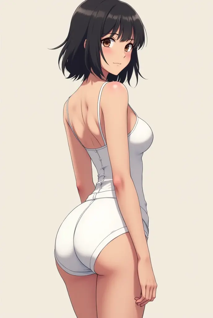 masterpiece, Highest quality, so beautiful, Absurd,
One girl, alone, Black Hair, Bobcut,
Thermont 16A, Glasses,
Collared shirt、Small breasts、Pastel colored underwear、From behind, with her butt facing the camera、whole body、 White Background, Simple Background,被写体のwhole bodyが映る、Crossdresser、Transsexual、NSFW