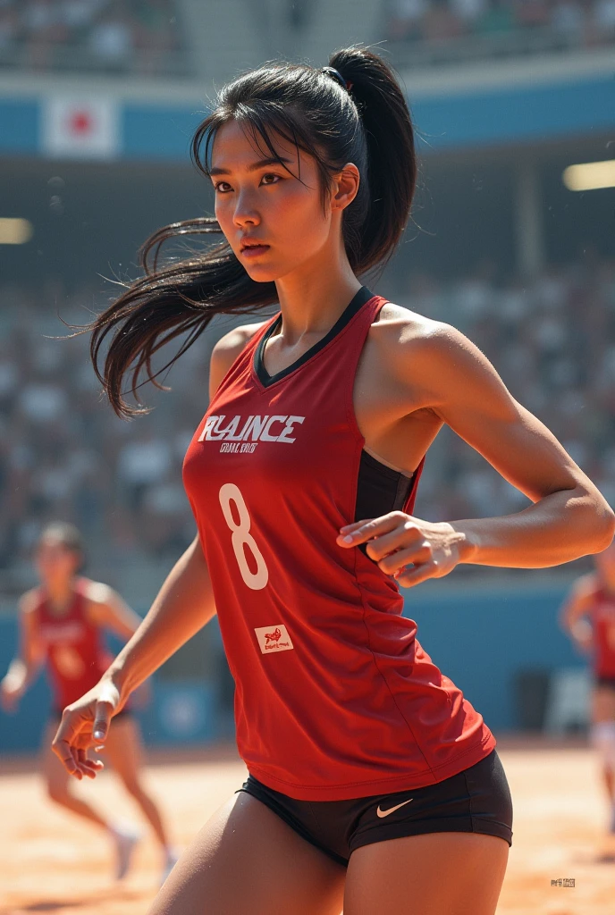 Beautiful mature Indian college girl, In truck costume, At the outdoor athletics stadium, ((slim, )), photographRealistic, photograph, masterpiece, Realistic, realism, photographrealism, High Contrast, photographRealistic digital art trending on Artstation 8k HD high definition be familiar with Realistic, be familiar with, Skin Texture, hyper be familiar with, Realistic Skin Texture, Armature, highest quality, 超High resolution, (photographRealistic:1.4),, High resolution, be familiar with, raw photograph, Sharply, by lee jeffries nikon d850 film stock photographgraph 4 kodak portra 400 camera f1.6 lens rich colors hyper Realistic lifelike texture dramatic lighting unrealengine trending on artstation cinestill 800,
