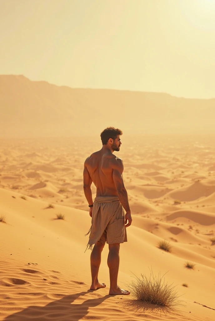 Handsome figure with desert as background
