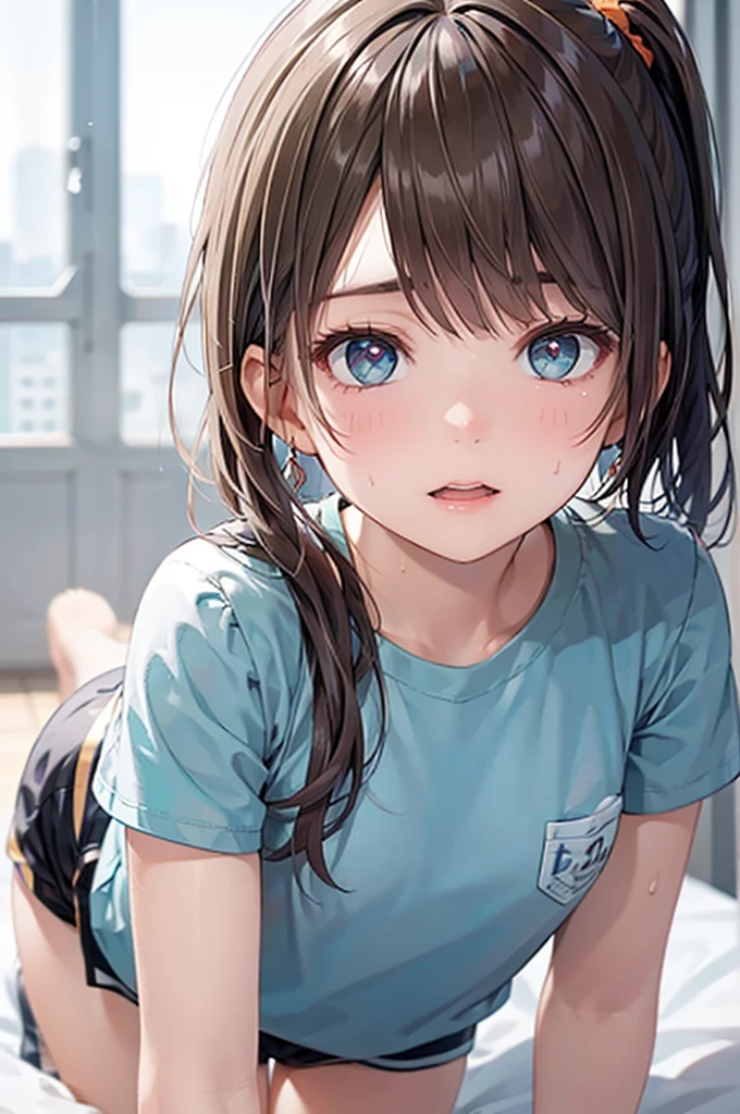 ((((highest quality)))), (((Ultra-precision CG 16K))), (((masterpiece))), (((Very detailed))), (((Extremely detailed))), (((Black outline:1.3, Written boundary depth:1.3 , Written soft outline))), Maximum clarity and sharpness,Multilayer Texture, Surface Shading, Cinematic lighting, Beautiful details sparkle ,Perfect Proportions, Limited to three woman, BREAK accurate, Anatomically correct, Highly detailed face and skin texture, drawn in detail, Highly detailed facial and skin texture, Detailed eyes, beautiful hair, Beautiful Japanese Idol face, Beautiful and beautiful eyes, Beautiful body, Beautiful breasts, Beautiful thighs, Beautiful legs, Beautiful fingers, (Beautiful views) , skinny body, ((Beautiful Skin)), ((Skin Texture)) BREAK breast enlarged, medium Breasts, rocket breasts, (((perky breasts))), (covered nipples), slender waist, ( swollen face , upward glance , narrow eyes, blush, determined expression, sweaty, ) , (streaked hair, hair intakes, colored inner hair, ) BREAK (((wearing sex tank top in the form of thin strings printed literals, wearing pleats mini-skirt, breasts is covered by outfit))) , wearing earrings, BREAK ( stick breast out),(((looking at viewer, super detailed background , ))), BREAK ((((portrait, extremely close bustup shot, looking at viewer, \(face waiting for kiss\):1.3, bending over,)))), (natural make),  