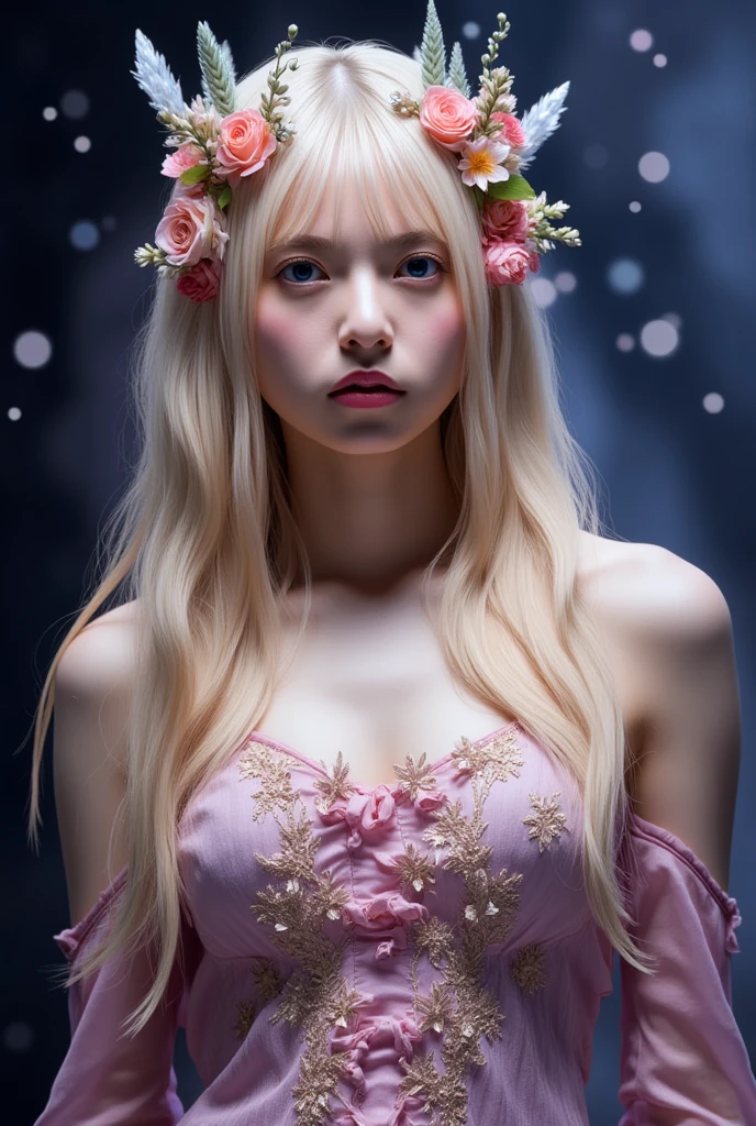 Beautiful girl, pale pink and white pastel hues, rococo, Style by Harrison Fisher and Brian Froud and Jeremy Mann 