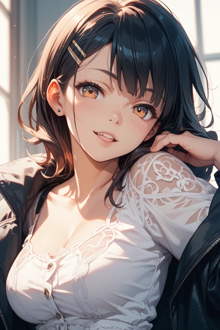 (Random Location), (Movie-like scene,Best image quality,(8k), Ultra-realistic, 最high quality, high quality, High resolution, high quality texture, Attention to detail, beautiful, detailed, Extremely detailed CG, Detailed texture, Realistic facial expressions, masterpiece, in front, dynamic, bold), ((round face:1.4)), (bangs:1.3), (Casual Fashion)