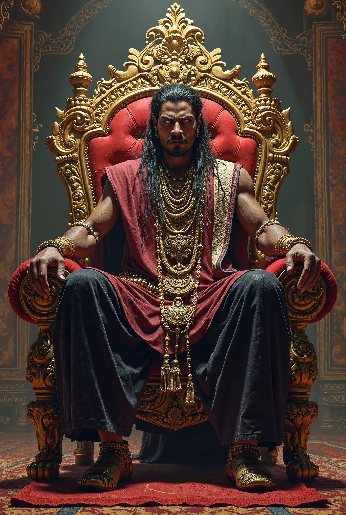 Dasgiri was sitting on the throne and Rama was trampling this headless head with his feet.