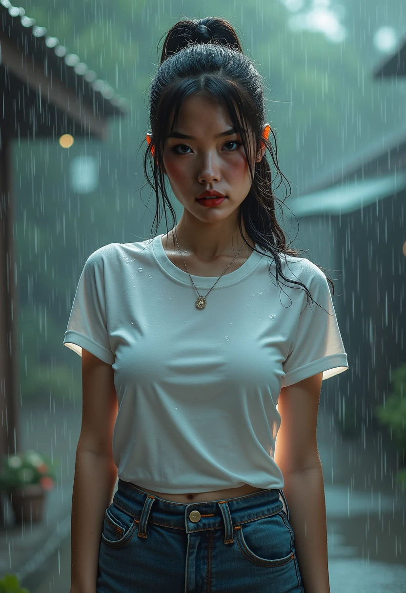 xxmixgirl, 1girl wet tshirt water drops, splash detailed, surreal dramatic lighting shadow (lofi, analog), kodak film by Brandon Woelfel Ryan McGinley