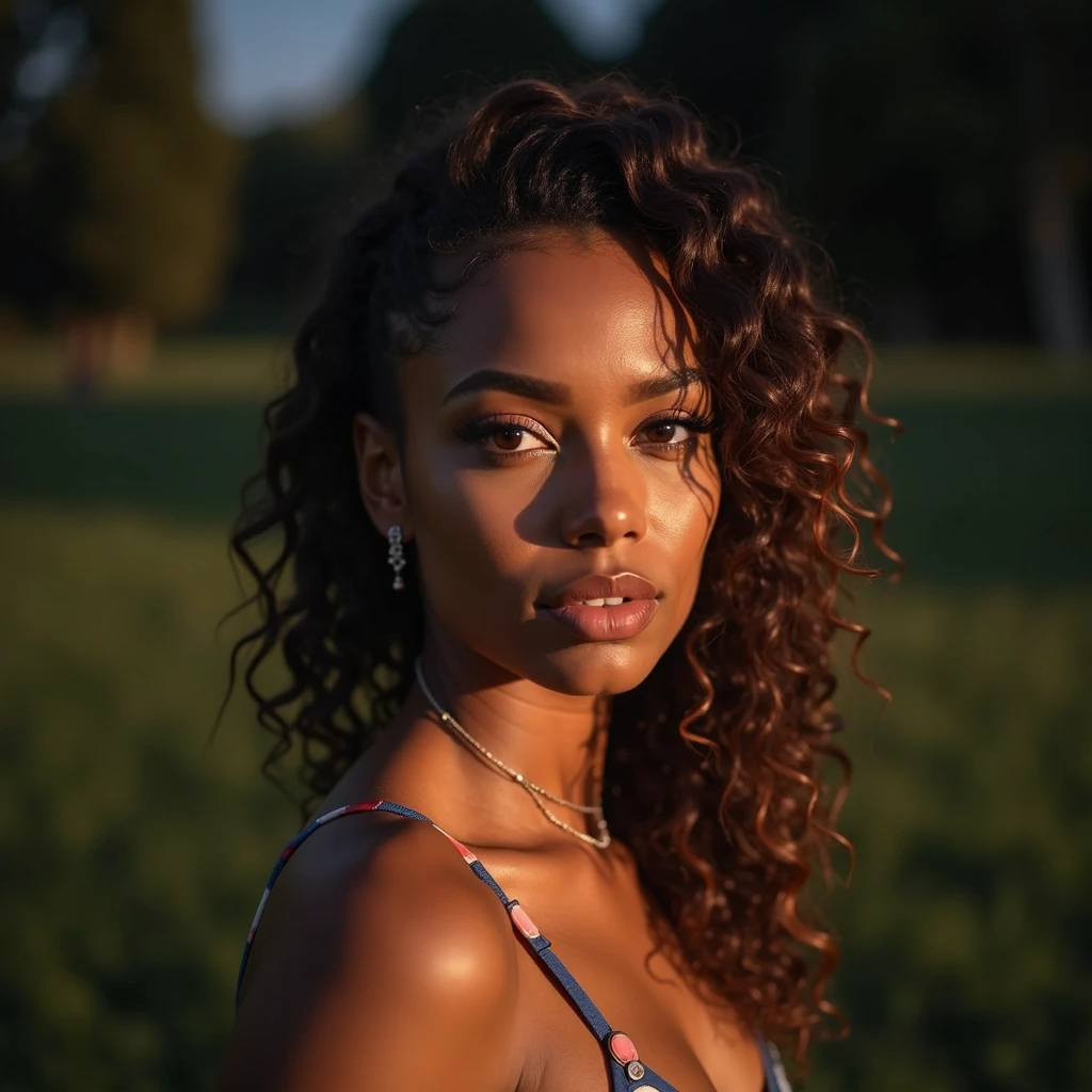 Photo, Raw, [bokeh], shallow DOF, sharp eyes focus , redhead, thicc body, full body shot, alone, ((30 year old black woman )), (((ultra realistic detailed eyes))), intricate eye details, cute smile, sweaty, wearing medieval copper plate armor , model shoot pose, ultra skin texture, ((ultra skin details)), skin imperfections, intricate details, ( sitting in dark sand dunes  ), long messy hair, fog, volumetric lighting, ((streaking light across face)), hair light, bloom, golden hour, dark shadows, visually interesting , low key, ultra realism
