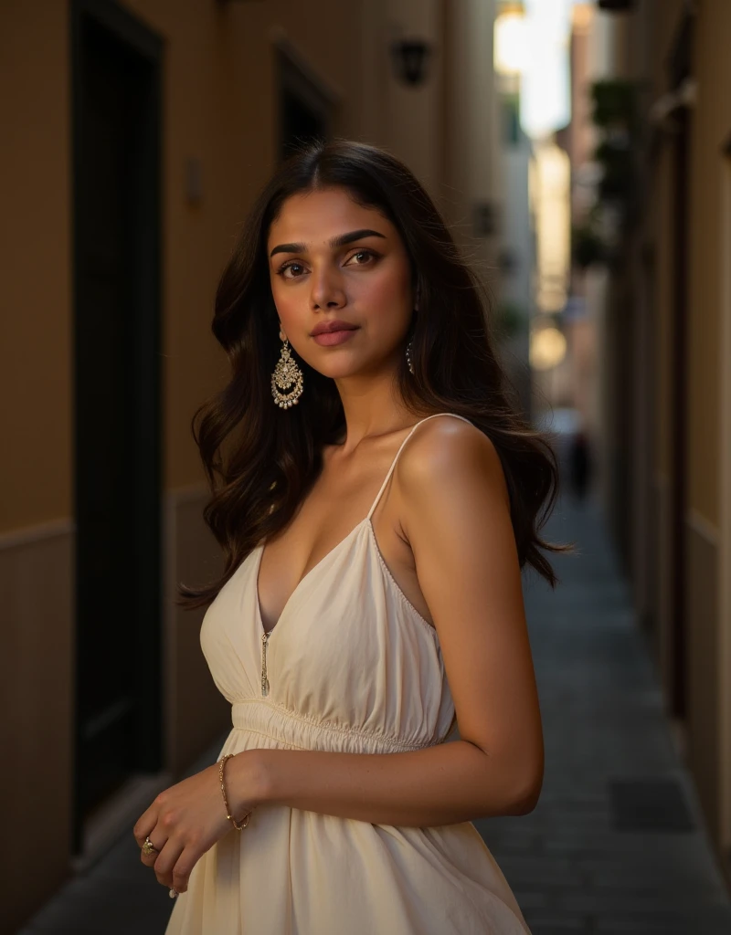 (1 beautiful young 19 year old Serbian Girl), (highest quality,4k,8k,highres,masterpiece:1.2),(ultra-detailed,realistic,photorealistic:1.37), (beautiful detailed eyes, beautiful detailed lips, extremely detailed face, long eyelashes, intimate view, classic oil painting, soft lighting, vibrant colors, warm tones, atmosphere), (timid expression), (smile), (perky), (slim and slender), (flawless skin texture), (long random hairstyle), (plum coloured Tube Ruched Ruffle Mini Dress), (standing outside a restaurant, next to a lake), (afternoon), {{{POV}}}