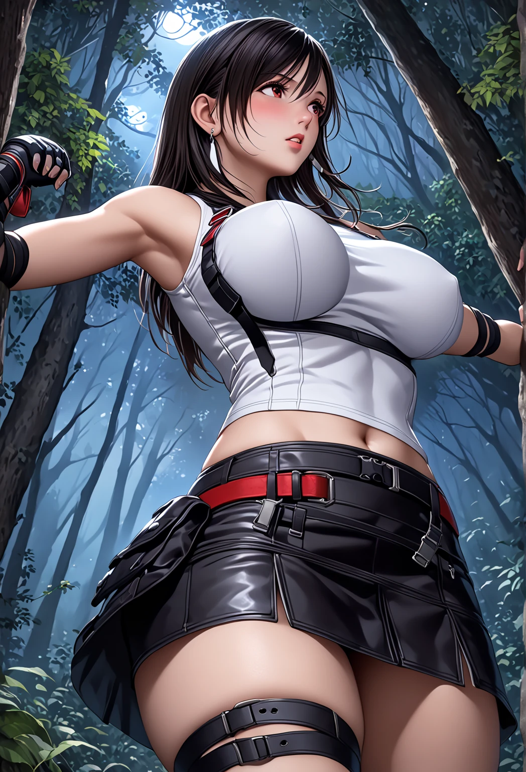 (mastetpiece), perfect face covered by grey dirt, tifa lockhart, pretty face, full body on picture, detailed face,perfect body, short hair, huge breasts:1.6, naked breasts, spread leds, wide spreaded legs, no panties, no bra, no clothes, rags, exposed genitals, detailed genitals, showing genitals, full height, seduce face, naked, jevelry, winter forest, one leg rised up head, wild nature, wild girl, wearing tribal clothing, tribal girl, tribal tatto, tribal heels,skinny:1.4,