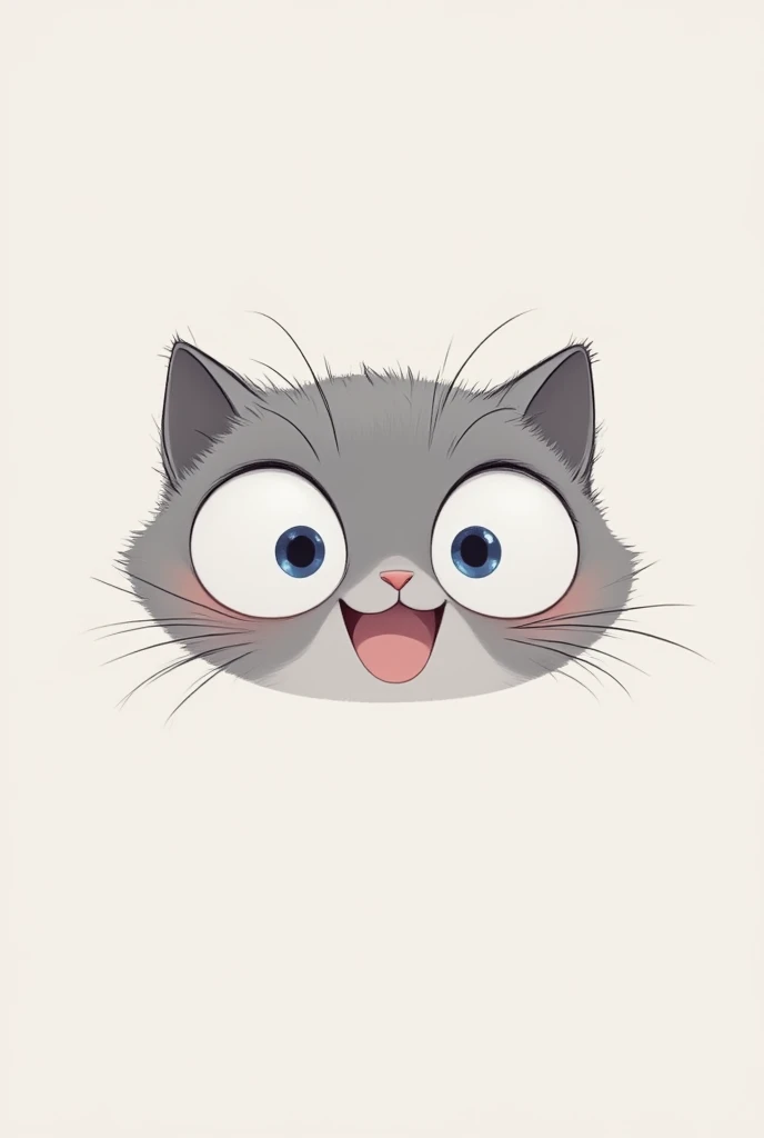 awkward, kind, crazy grey cat (just the head) cartoon by Felix Bolaños (simple drawing)