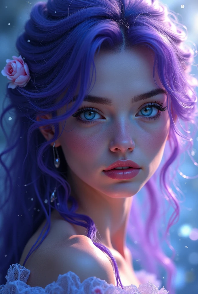 Girl with purple hair and purple eyes