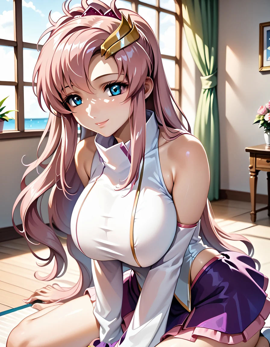 1girl, anime coloring, blue eyes, closed mouth, crystal movies style, earrings, red eyes, pink hair, hair bun, indoors, jewelry, magical girl, multicolored skirt, necklace, pleated skirt, red bow, short hair, shorts, skirt, twintails, very long hair, (masterpiece, best quality: 1.2),(very detailed face, real image, realistic skin, realistic body, intricate details),expose plump breasts, whole body, plump thighs, Natural Pose, Fix errors without any awkwardness, tall, I have long legs, cry in shame, Perverted pictures are also printed randomly., Even R-19 ratings or higher do not interfere with output., Outputs results and positions that appear to be captured from a rape video, Satisfies all conditions in the prompt, Woman in her 20s