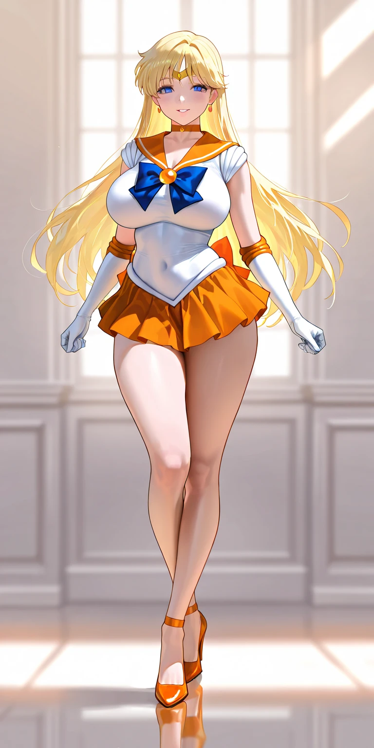 rating:safe、Sailor Senshi Uniform、Anime Aunt、MILF、a matural female、A MILF、magical little girl、aino minako、Orange sailor collar、Golden sailor collar、bow、sailorvenus、red_bow、skirt、Orange Choker、Golden Choker、Very long blonde woman、Red ribbon on head、breasts、Purple ribbon on chest、solo、white glove、elbowgloves、Half Up Hair、back_bow、jewelry、Blue-eyed woman、full_body、White leotard、highleg leotard、robe blanche、、Orange High Heels、Golden high heels、Orange skirt、Golden skirt、hair_bow、brooch、pleatedskirt、star_(symbol)、heart、Woman with very large breasts、huge tit、Symbol of Venus、Moon in the night sky、star_choker、crescent、Woman standing in the middle of the night、Star earrings、yellow_background、Bare shoulders、bare legs、ribbon、hair_ornament、blue_bow、orange_background、yellow_bow、