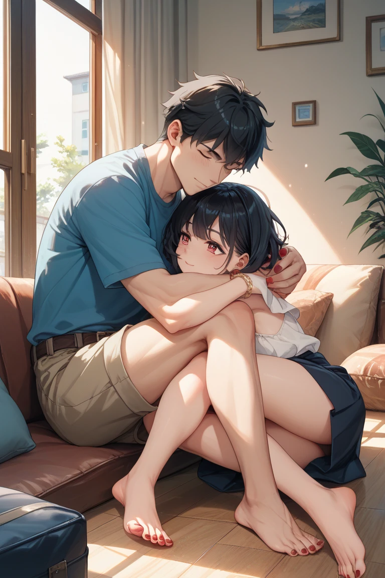 Girl sit on boy
