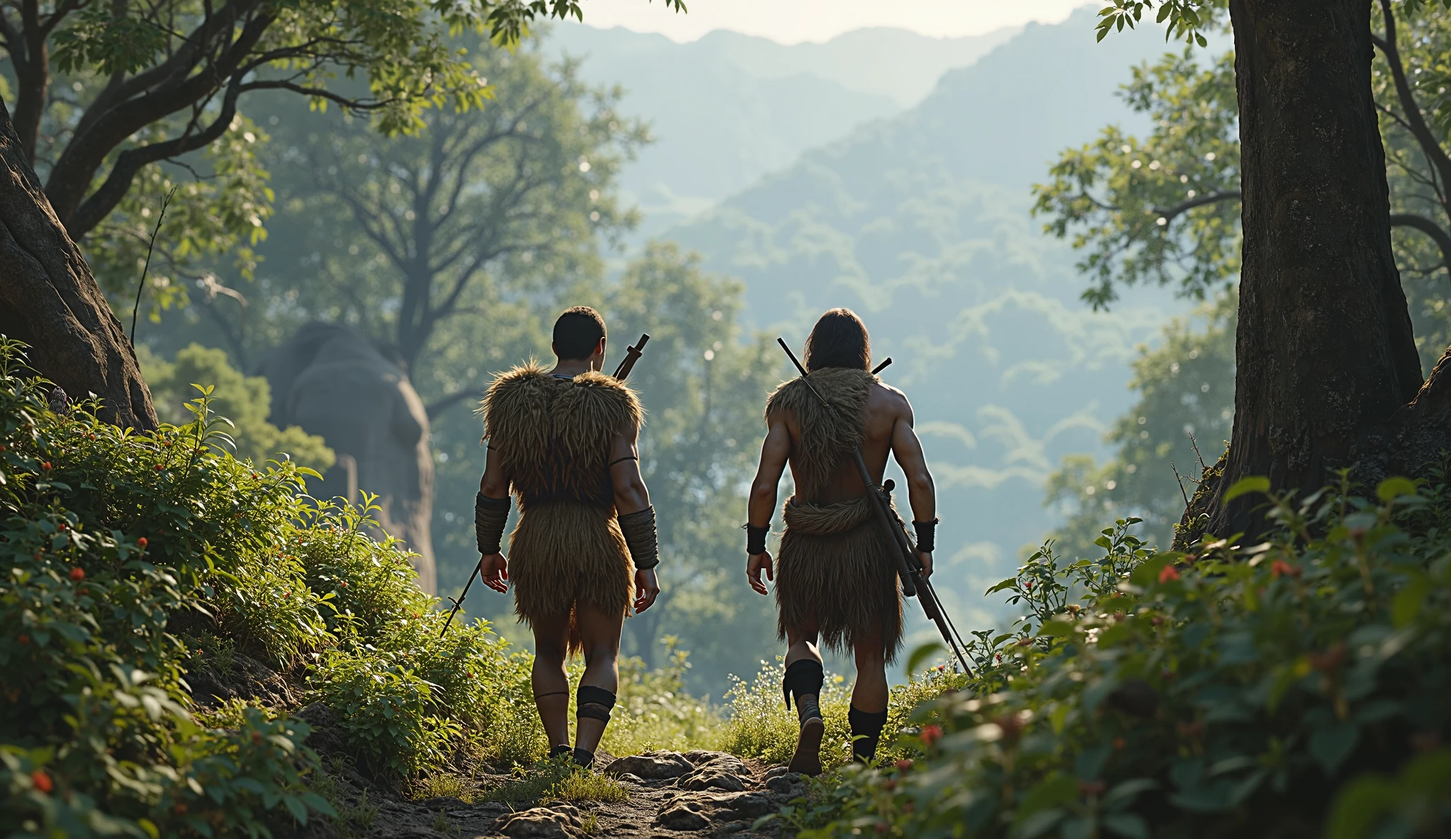 far cry, stones, Stone Age, valley somewhere in primeval Europe, prehistoric tribes standing covered in cracking facepaint and nasty scars and adorned with various furs, bones, and sticks, cannibalistic shaman, caves, realistic, details, hd, ancient stone structures
