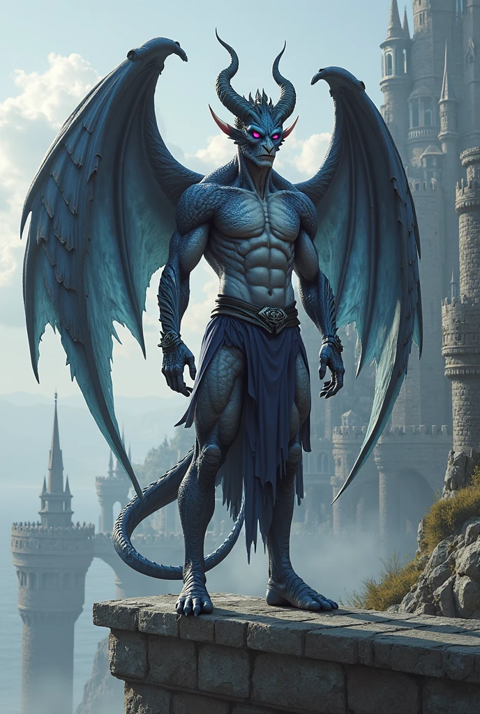 Strong gargoyle with outstretched wings
