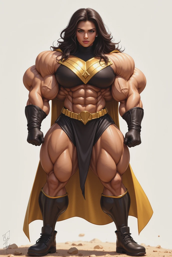 (muscular brute beautiful tall Lorah), huge strong biceps volume, huge exposed chest muscles volume, strong bodybuilder muscles, exposed abs skin, (huge firm breasts volume), city background, wavy orange hair, blue eyes, tight leather underwear and cape