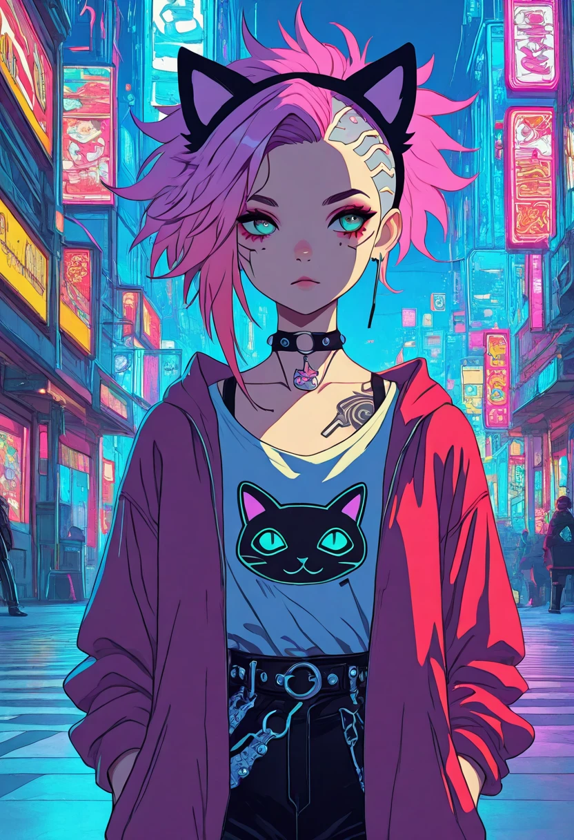 <lora:unhorny_v01:-1>, (OverallDetail:1.1), (sharp:1.3)
(best quality, masterpiece, detailed, highest detailed) anime-style girl, oversized hoodie, cat ear accessories, (candy-colored hair:1.2), mismatched eyes, (animated expressions:1.3), (kawaii aesthetic:1.4), (urban backdrop:1.2), (waist up), (night shot, neon city lights), (dynamic angle).