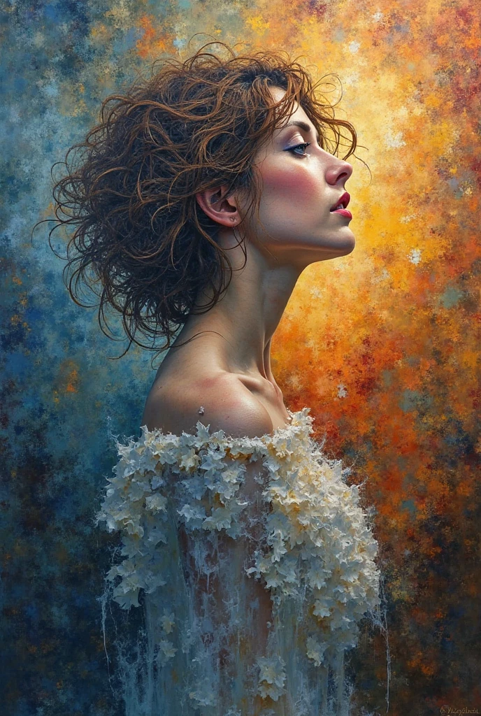 1 girl "Jennifer Grey com vestido vinho longo", （Jogo King Card:1.5, simetria rotacional),Stephen Gammell,(cowboy shot), Minimalist compositions, requintada armadura de cristal，Fio Eletroluminescente, magic sparks, enchanted magical fantasy. Peach Blossom Land, heaven, Jogo CG, Hand Painted Style, 8k, Ultra HD | | |, arte digital conceitual, Azure azul e cinza,(Very detailed, Reasonable design, linhas claras, Alta nitidez, melhor qualidade, master part, 4k ).