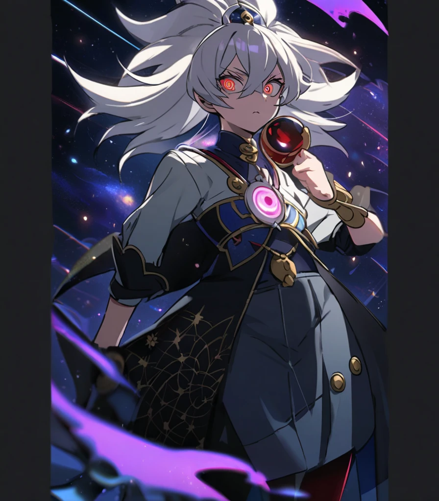 nsfw, penis, cum, satou kuuki, Embracing dark aura, pubic tattoo, glowing tattoo, 1girl, thigh high boots, medium hair, Feeling magical energy, octagonal yin yang mirror, cape, forehead accessory, runes, evil smile, stand-up collar, black body suit, at midnight, Holding a symbol of faith, purple eye, sky blue hair, gold decoration, evil eye decoration, moon, earring, chains, belt, yin yang, skirt, beautiful art, high res, perfect face, detailed outfit