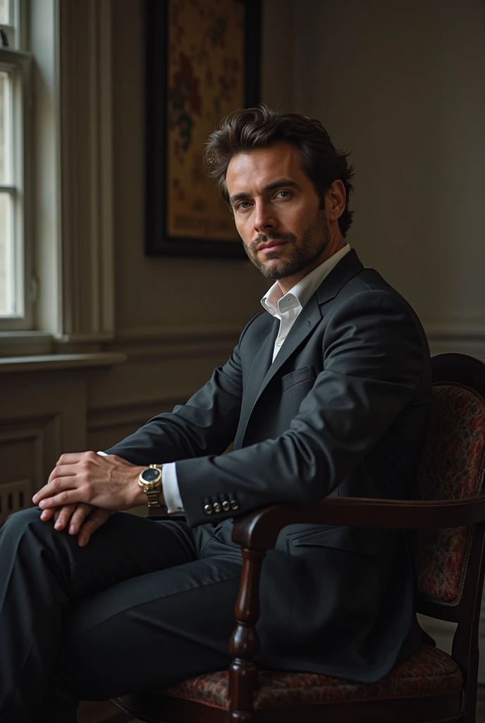 gentleman sitting on a chair 