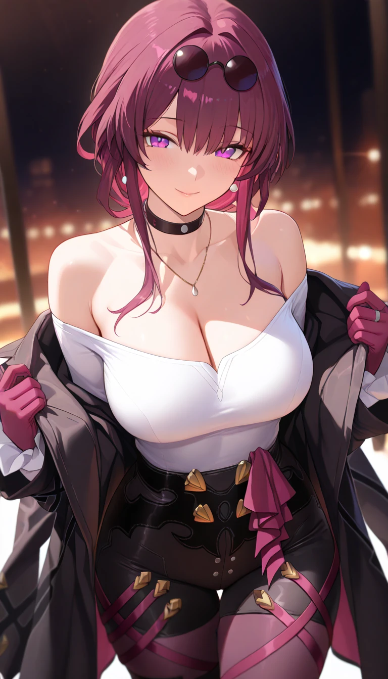 beautiful, masterpiece, best quality, Extremely detailed face, Perfect lighting,1 Girl, Solitary, Makai Ryuko, Black Seraph, Black skirt, Red hair, Immortal Decision, The clothes are torn, Lower breasts