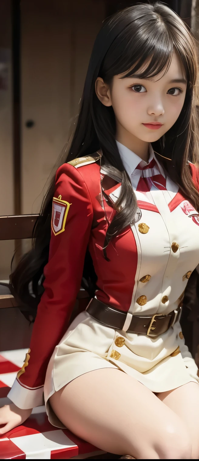 Pure chess idol girl、A pure girl's face、 hypo、red and white checkered uniform、Pawn Belts、Glowing Chess Sticks