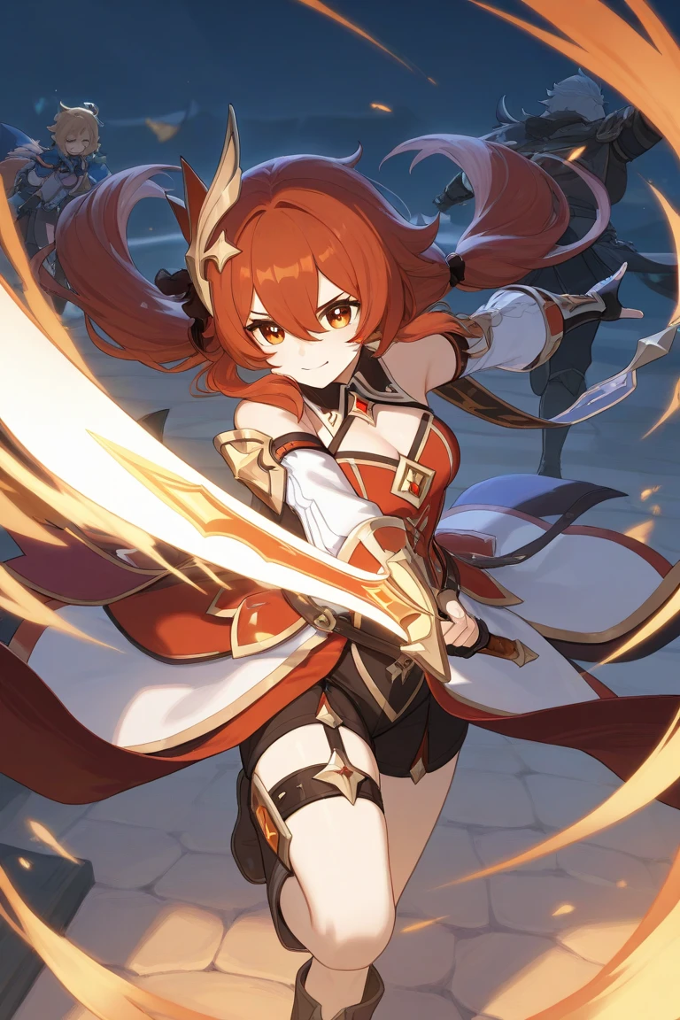 ((masutepiece:1.4, Best Quality)),((masutepiece, Best Quality)),Night,Cute girl standing,Hoodie,(Brown Fine Shorthair),blush,Smile,(depth of fields:1.3),Portrait,(Night view),Upper body,light Particle, masutepiece, Best Quality, 1girl in, Solo, ,arma, (((Sword))), Cape, Ponytail, Open mouth, pantyhose, fixed, (holding weapon),, armor, (((holding swords))), long boots, Holding, breastplates, Bracelet, signature, Thigh boots, thighs thighs thighs thighs, Looking at Viewer, Jewelry, Upper thighs in pantyhose, Bow., medium breasts, Sweating, Looking at Viewer,Blue eyes. (((Red hair))), Green dress, Side view, Full body,masutepiece, Best Quality, hight resolution, Sweating, blush, angry, Perfect body, Torn clothes, Crying, Shout loud,NSFW,Battle Damage, tiny waist, Curvaceous body shape, Torn clothes,Sweat,perspired,Drooling,YunaFFX, Heterochromia,, Hair Ornament,,1girl in, Komono, Ponytail , (((Magic Circle, blue fire, blue flames))), Wallpaper, landscape, Blood, blood splashing, depth of fields, Night, light Particle, llight rays, side lights, thighs thighs thighs thighs, Fate \(Series\), GenshinImpact, ****, thighs thighs thighs thighs, cloud,(((Hand up))), [[Outstretched arms]], outstretched hand,(Arm up), Bare arms,,✋,