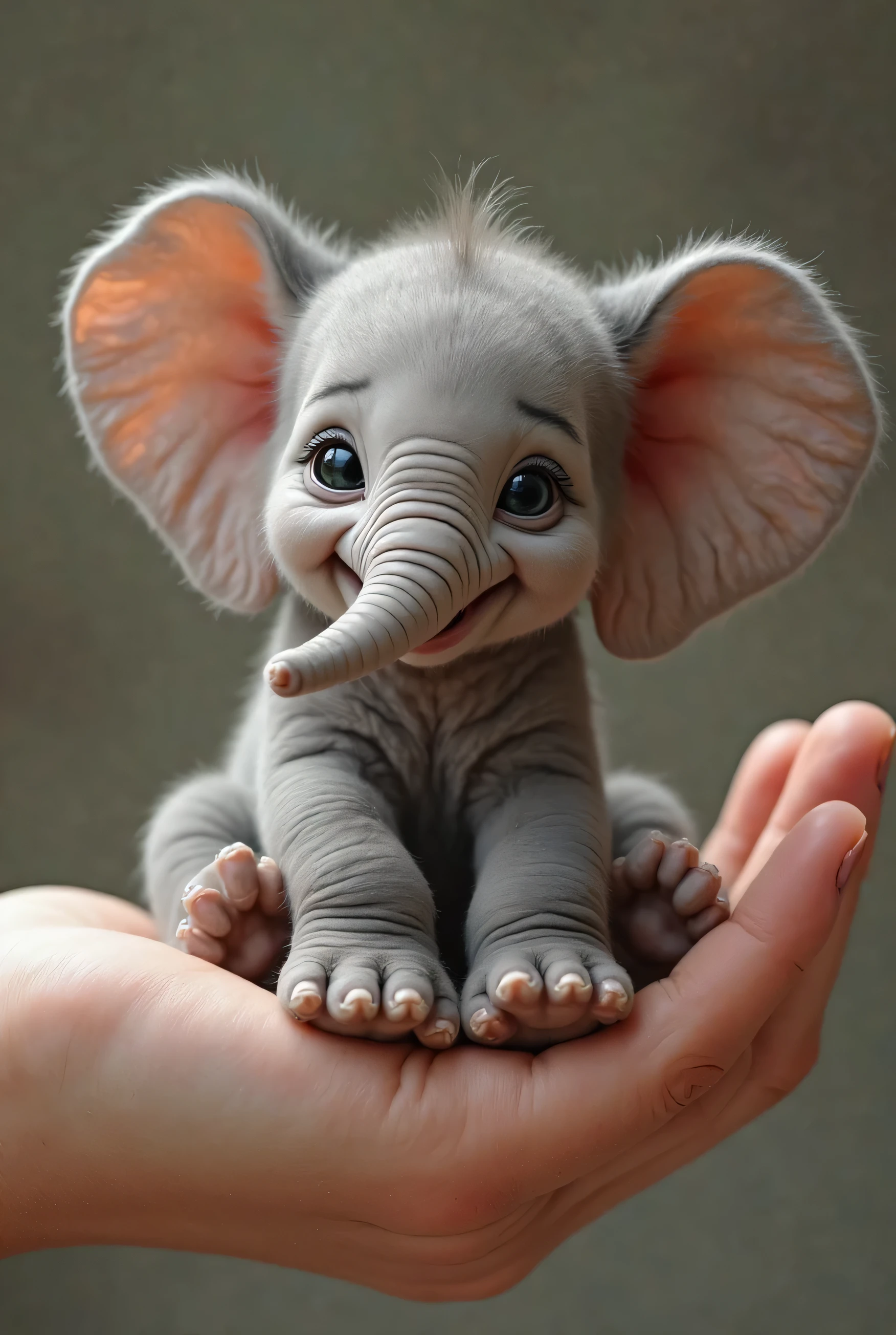Create an adorable image of a newborn
elephant being gently held by a human
fingers, highlighting the tiny and delicate
features of the baby elephant. The focus
should be on the elephant's expressive
eyes, cute trunk, and soft, wrinkled skin.
The image should convey a sense of
tenderness and wonder, capturing the
innocence and vulnerability of the young
animal
Expand Prompt
Use Al to improve short prompts and get new image
style