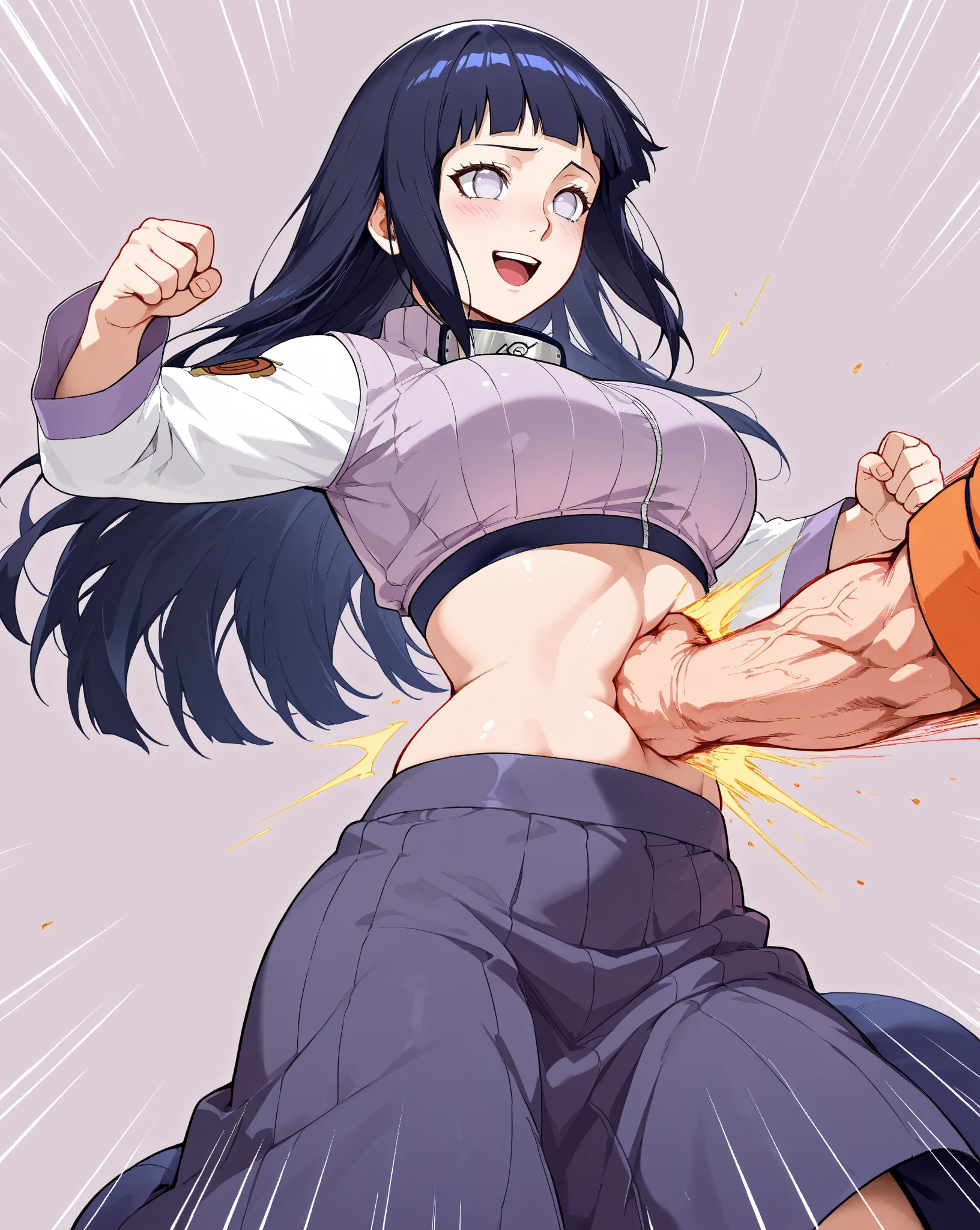 Luffy fucking Hinata Hyūga long navy blue hair lavender white eyes busty