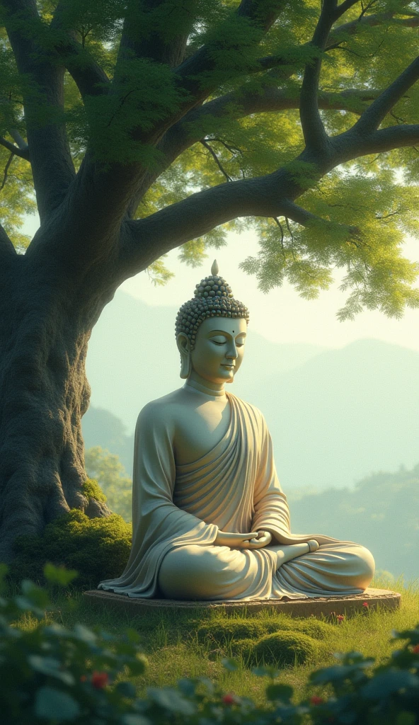 Buddha was meditating by a tree