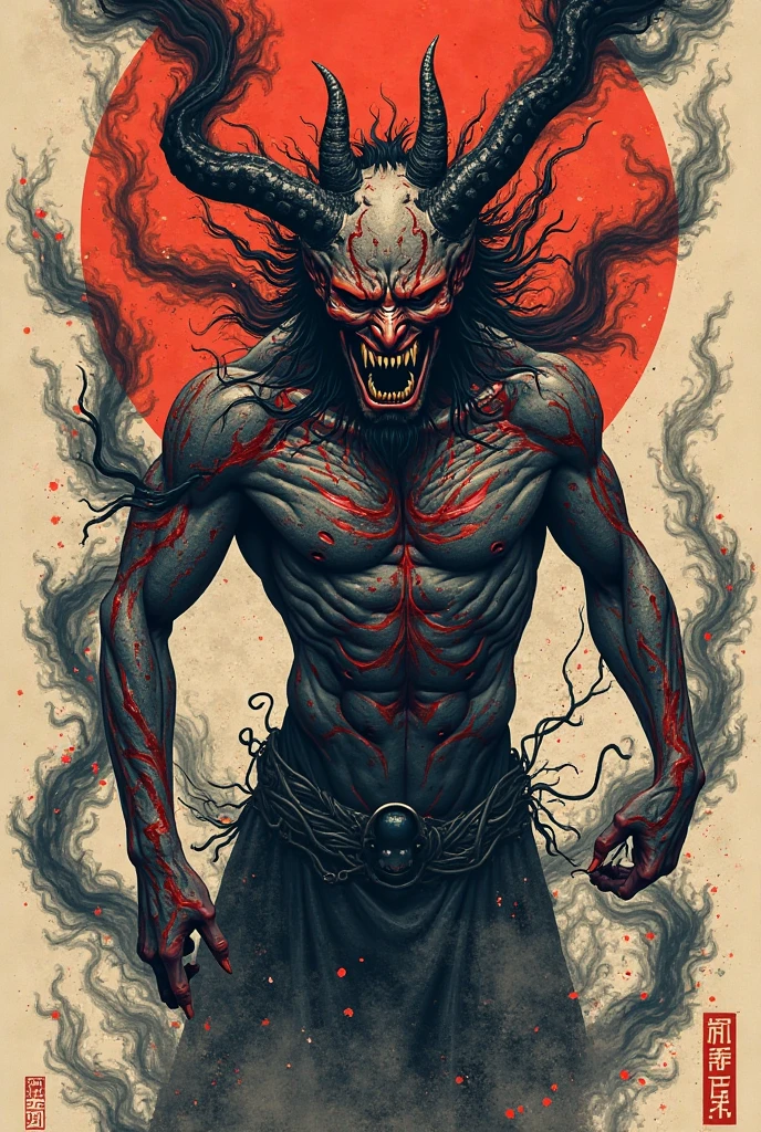 devil drawing tradi style tattoo full body