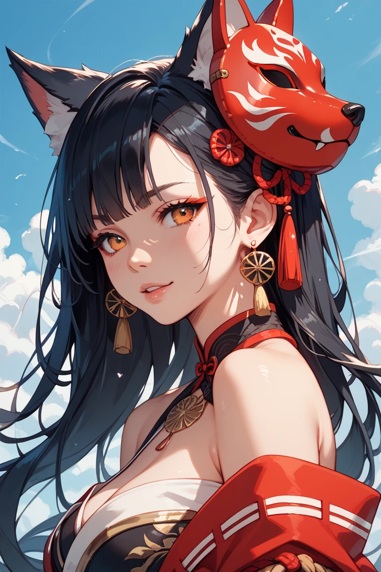 A cat-eared woman in a bikini