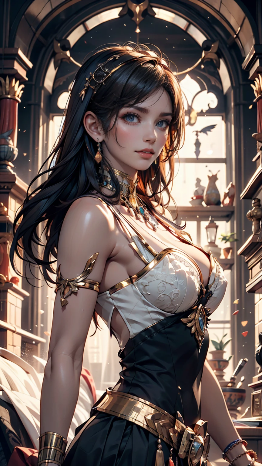 photograph (( )), wearing elegant dress steampunk items, Contemporary Paris , Complex, elegant, Very detailed, Digital Painting, Art Station, Concept Art, Smooth, Sharp focus, illustration0.Atation, ArtJam、Greg Rutkowski、Art by Alphonse Mucha、24-year-old woman、Sexy proportions、Long eyelashes、eye shadow、lipstick、Sexy、erotic、Narrow waist