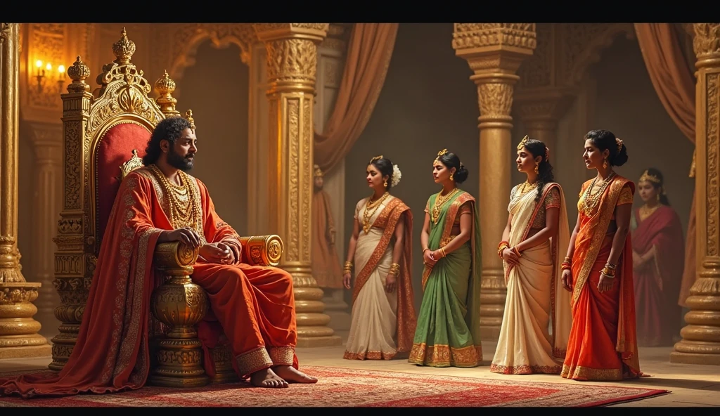 Create an art looking real, where my Papa (father) & mummy(mom) are sitting in a comfort zone, and while this scene, in the heart of my Papa, following are present with descent smile: Lord Ram, with his beloved wife Maa Janki, on a crowned throne, brother Laxman standing near Lord, and near the lotus feet of Lord SitaRam, Mahaveer Hanuman is doing kirtan and shedding-off tears. Also, a great saint is doing Dandwat pranam(bow down) at the feet of Hanuman ji. In heart of my mother, there is Lord Ram, Maa Janki and my father doing Dandwat pranam(bow down) to the saint I mentioned in my father's case. Remember in real there is my papa and mom is visible and rest all are in the heart of my Maa & Papa respectively.