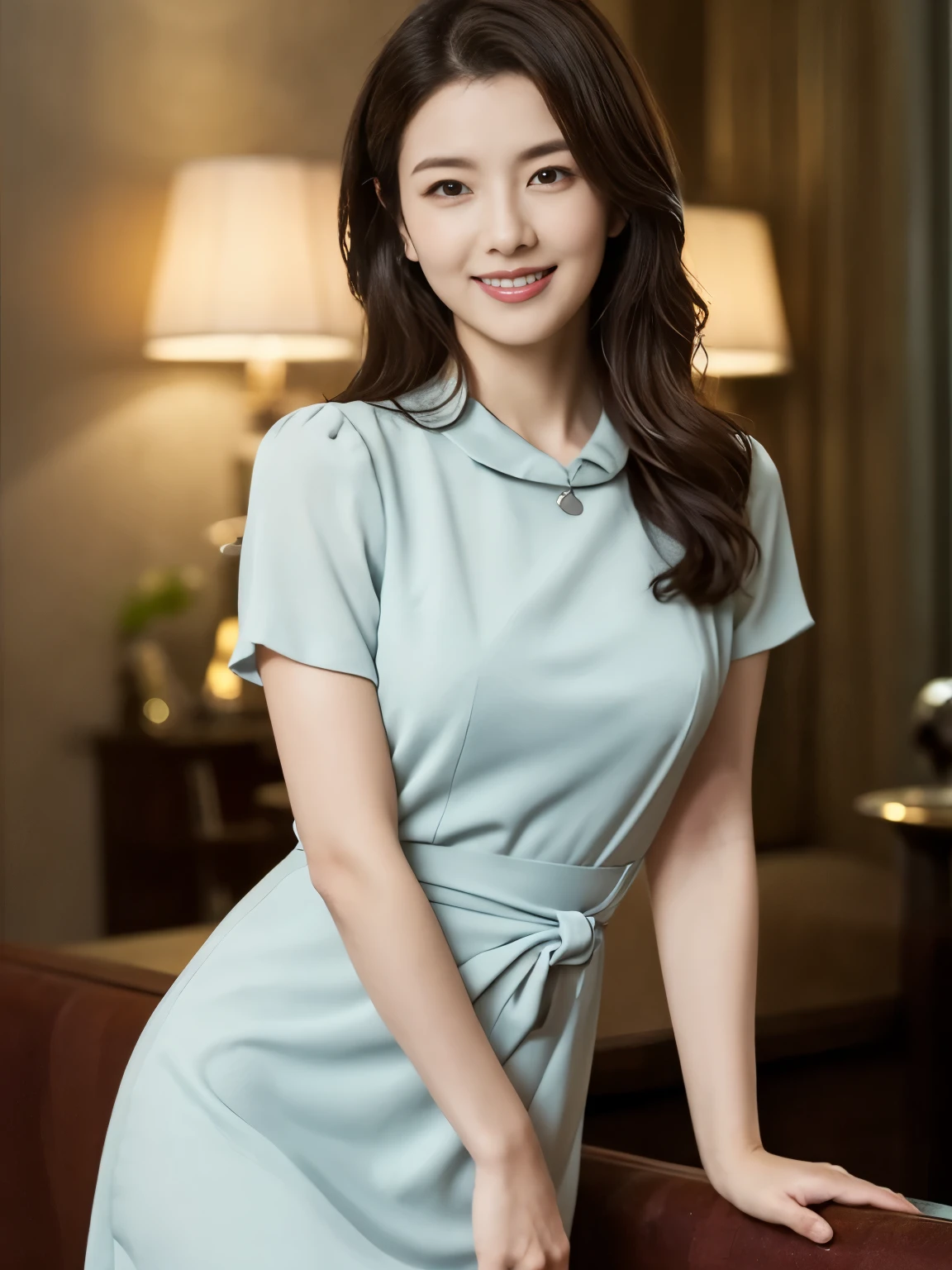 There was a woman sitting on the couch,Teapot and teapot in hand, wenfei ye, mai anh tran, yanjun cheng, xintong chen, Yun Ling, soft silk dress, xue han, mingchen shen, jinyiwei, Lin Qifeng, wei wang, Eat Zhuoxin, queen of the sea mu yanling