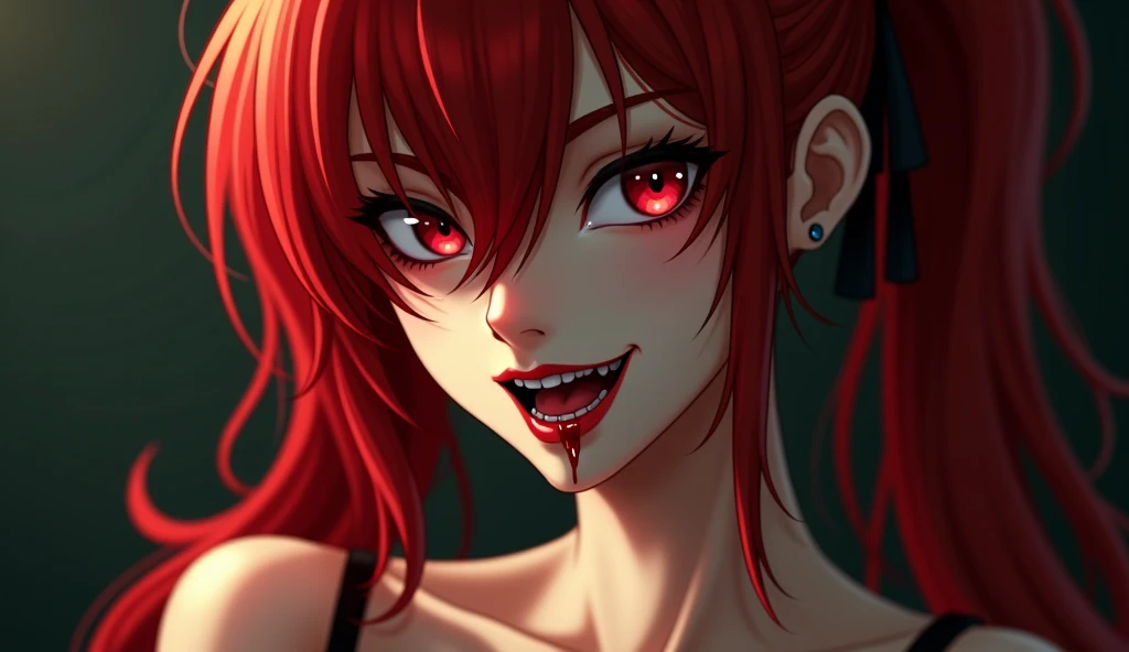 (Abstract art:1.4), masterpiece, Highest quality, Ultra-high resolution, beautiful, Visually stunning, elegant, Amazing details, Dark Art, (Dark Red Theme:1.3), Award-winning paintings, One girl, Bleeding, Rain of blood, dark, Depressing, View your viewers, Side view, beautiful girl, pink hair, green eyes