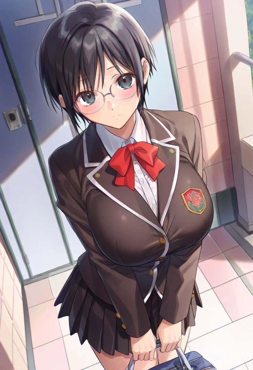 18 yeas old, girl, brown hair, bob cut, Straight bangs, slim, big tits, narrow red eyes, cute, cat ears, glasses,
(embarrassed, blush:1), (ecstasy:0.6), (think:1.8), (smile:1.5), (sweat:1.6), school sailor uniform, no bra, braless, see-through, ribbon, fishnet, frills, Kneesocks, rose, headdress, loafers,
handcuffs, frontal, standing, centet of attention, class room, crowd, many people