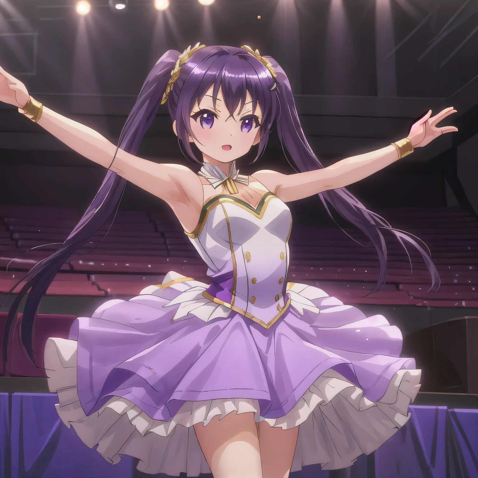 great quality ++ Extremely detailed high resolutionolution, very aesthetic, expressive eyes, (((perfect face))), (((face symmetrical))), ((good anatomy)), (((perfect hands))), (((8k))), UHD, HD wallpaper, (((detailed high cal, (((((1girl)))))), only, masterpiece, La Best Quality, high resolution, Highly detailed, (illustration), beautiful detailed eyes, (((combatant))), (((((1girl))))), ((((fullbody)))), (((Ai hoshino))), ((((Girl with characteristics of Miku Izayoi and Hoshino Ai)))), (((rvcm_duotone3_hairstyle))), (((light indigo hair))), (((agglutination))), Combination, (((mature female))), (((Beauty))), (((astral dress))), (((hair ornament))), (((gloves))), (((dress))), (((pantyhose))), (((choker))), (((elbow gloves))), (((white pantyhose))), (((puffy sleeves))), (((frilled skirt))), (((frills))), (((cleavage))), (((dome))), (((stage))), (((Concert))), (((Singing))), (((Idol))), (((puffy sleeves))), (((puffy short sleeves))), (((gradient dress))), (((narrow shoulders))), (((narrow waist))), (((They are smiling))), Long hair, huge, garden of a castle, (((mature female))), masterpiece, Best Quality, ((masterpiece)), ((best calidra derailed)), Upper part of the body, (((face to face look))),