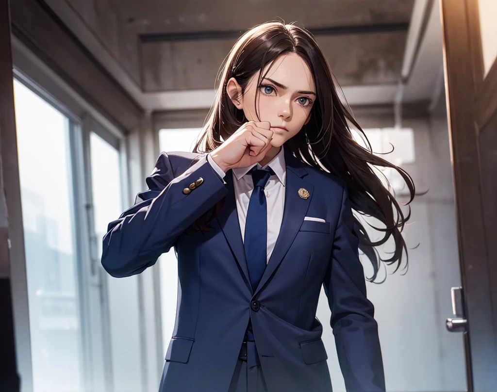 Woman, fix the glove, suit