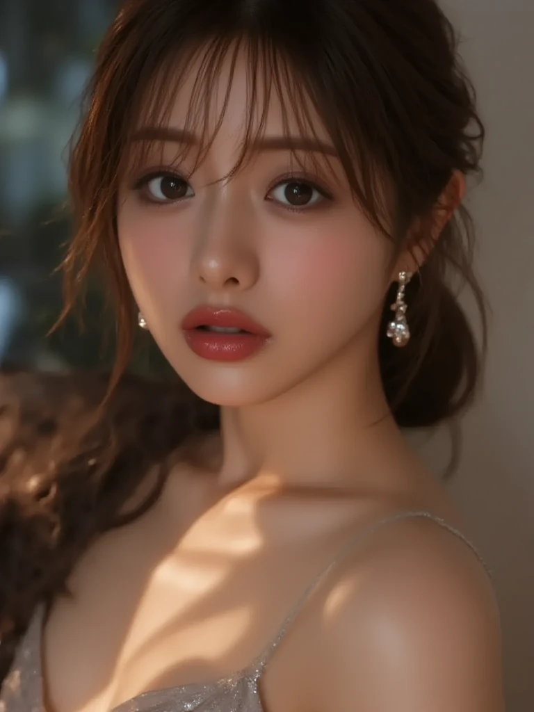 (HD photo,ultra high res.photorealistic:1.4,UHD,1girl,beautiful detailed eyes,beautiful detailed lips,extremely detailed eyes and face,longeyelashes,beautiful woman,serene expression,elegant pose,ornate dress,intricate lace details,glowing skin,warm lighting,soft focus,cinematic composition,muted color palette,delicate floral accents)