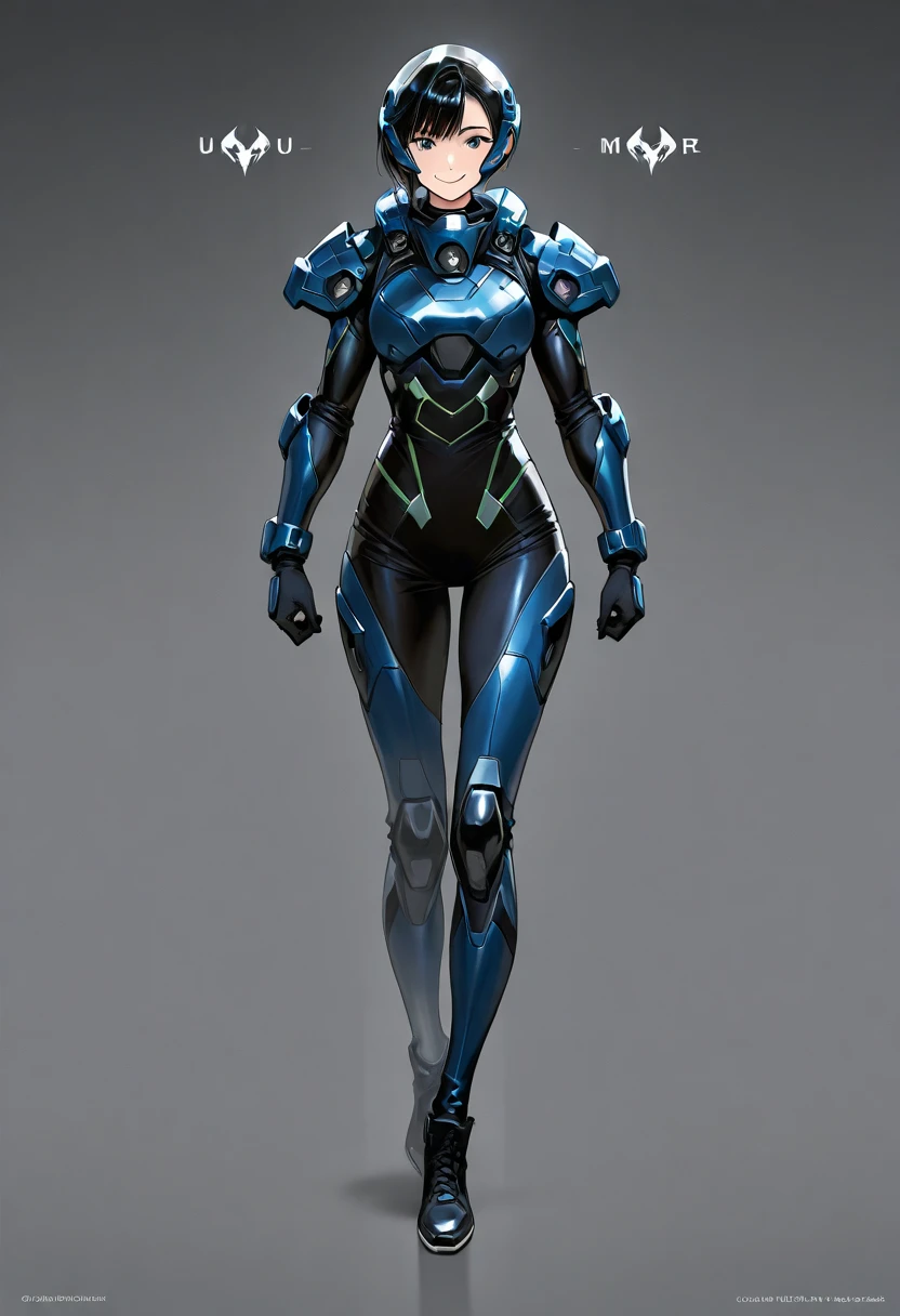 female robocop solo、Armor that completely covers the whole body、very large armor、Helmet to hide your eyes、Rainbow Armor、Armor that completely covers the chest、Slender and long legs、Vibrant Posel Body View