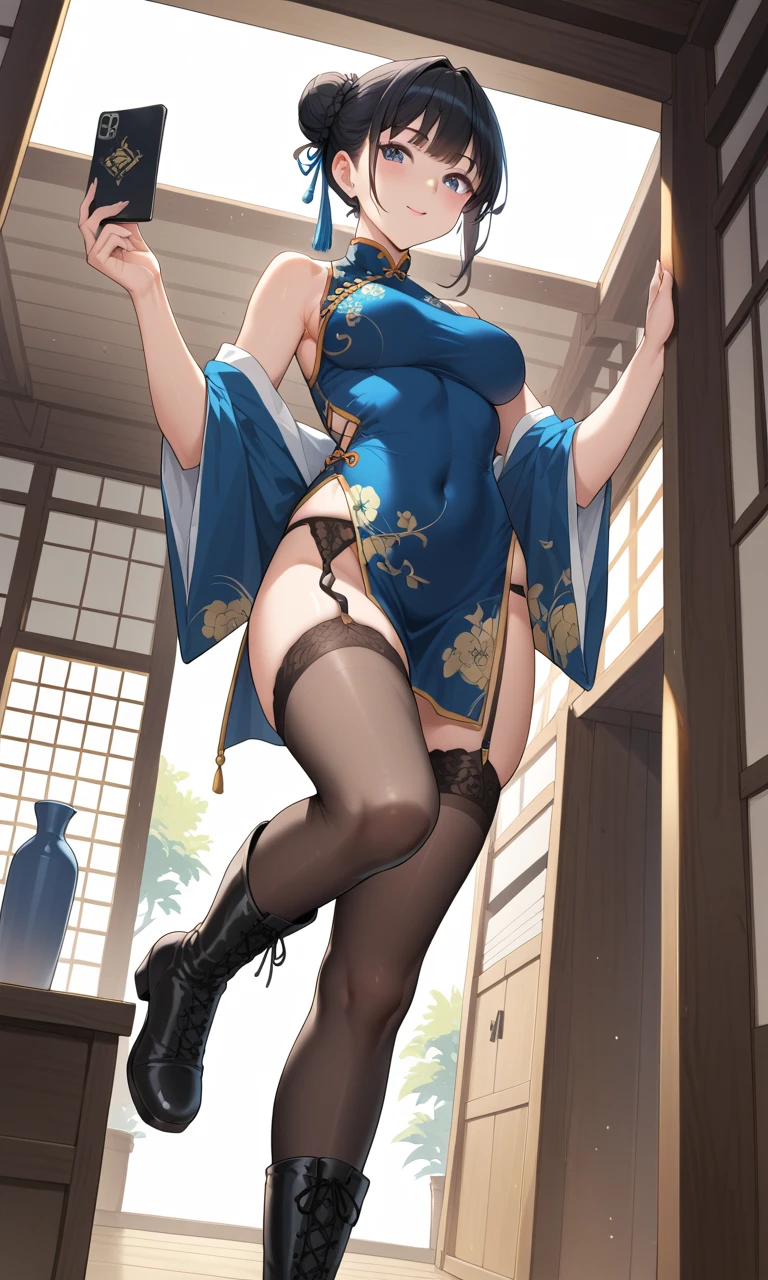 Anime girl with very big breasts and very big ass, full body Xianxia, small curvaceous loli, ((solo girl)), big, china dress, long slit, big ass, miniskirt, ((thighhigh)),((crotch))、((POV)))、,curvy,(thighhigh),((China dress)) ), (Long Slit), pixiv3dcg,, negao, pixiv, ecchi, oppipe lo potion, full body commission four, top rating on pixiv,