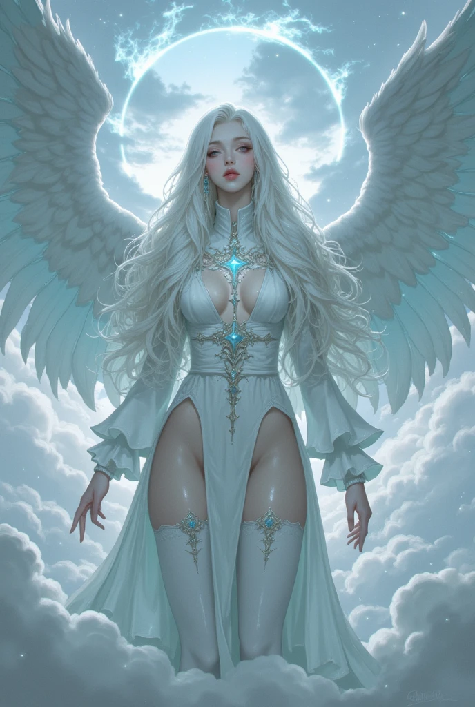 Hell angel, mujer blanca, (sola) corona dorada, (primer plano), alas grandes negras, sin ropa, (Ultra realista), espada en mano