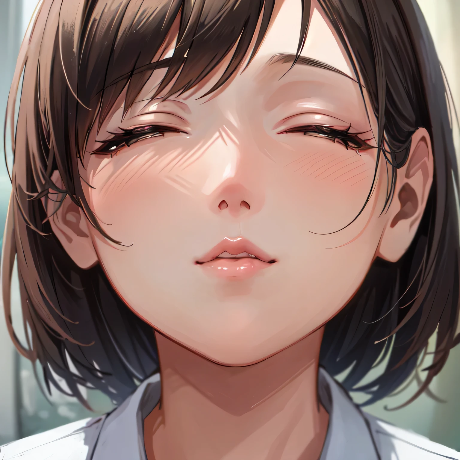 semirealistic, pov, 1girl, de_r, short hair, close up face, half closed eyes, incomming kiss, white breath, Cheek fullness, sensual Full lips, Dynamic Range:1.7, full-screen face (extremely detailed, masterpiece, high resolution, absurdres,4K)